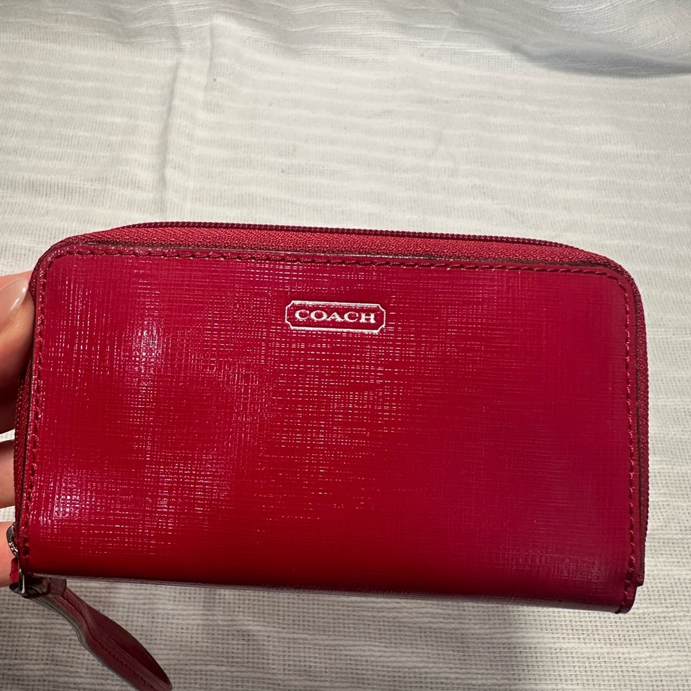Coach Cherry Red Leather Zip Wallet